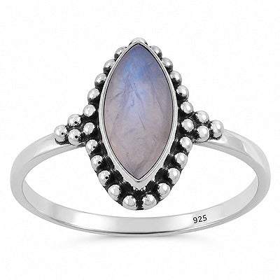 Beautiful Wire & Rawa Work Around Rainbow Moonstone Marquise Shape 925 Sterling Solid Silver Ring - R3403594-4