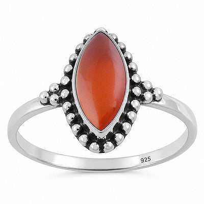 Beautiful Wire & Rawa Work Around Carnelian Marquise Shape 925 Sterling Solid Silver Ring - R3403594-7