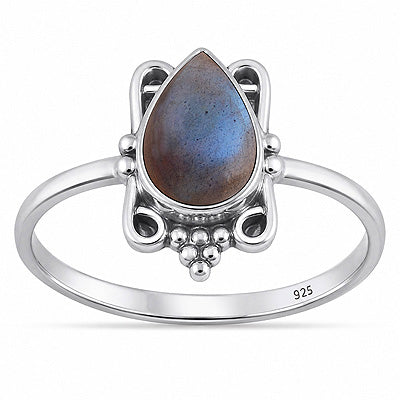 Gorgeous Oxidised Wire Work Around Labradorite Pear Shape 925 Sterling Solid Silver Ring - R3403596-5