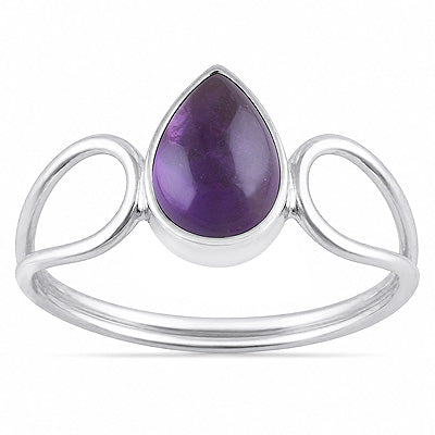 Stunning Shank Around Amethyst Pear Shape 925 Sterling Solid Silver Ring - R3403597-1