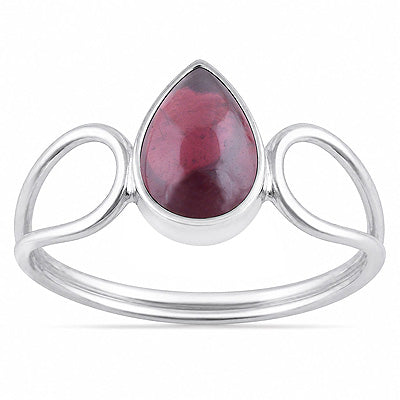 Stunning Shank Around Garnet Pear Shape 925 Sterling Solid Silver Ring - R3403597-2