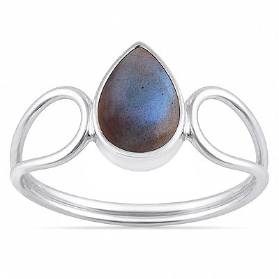 Stunning Shank Around Labradorite Pear Shape 925 Sterling Solid Silver Ring - R3403597-5