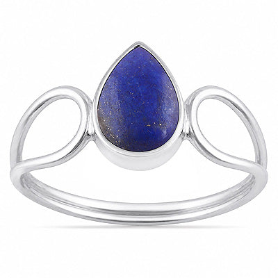 Stunning Shank Around Lapis Pear Shape 925 Sterling Solid Silver Ring - R3403597-6