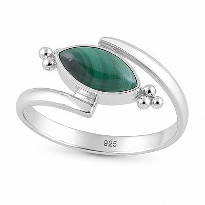 Gorgeous Raw With Shank Around Malachite Marquise Shape 925 Sterling Solid Silver Ring - R3403598-12