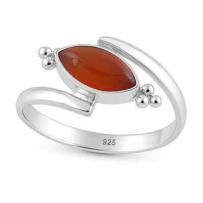 Gorgeous Raw With Shank Around Carnelian Marquise Shape 925 Sterling Solid Silver Ring - R3403598-7