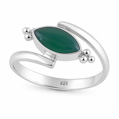 Gorgeous Raw With Shank Around Green Onyx Marquise Shape 925 Sterling Solid Silver Ring - R3403598-8