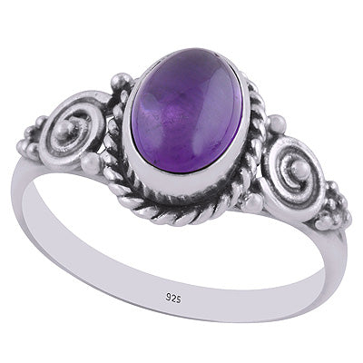 Stunning Coil Wire Work Around Amethyst Oval Shape 925 Sterling Solid Silver Ring - R3403599-1