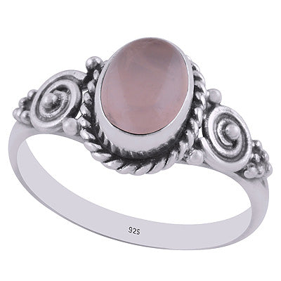 Stunning Coil Wire Work Around Rose Quartz Oval Shape 925 Sterling Solid Silver Ring - R3403599-13