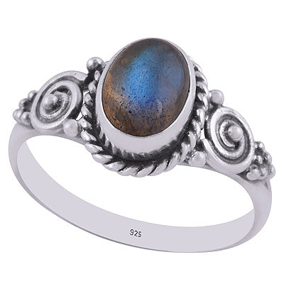 Stunning Coil Wire Work Around Labradorite Oval Shape 925 Sterling Solid Silver Ring - R3403599-5