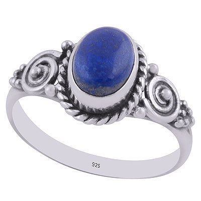 Stunning Coil Wire Work Around Lapis Oval Shape 925 Sterling Solid Silver Ring - R3403599-6