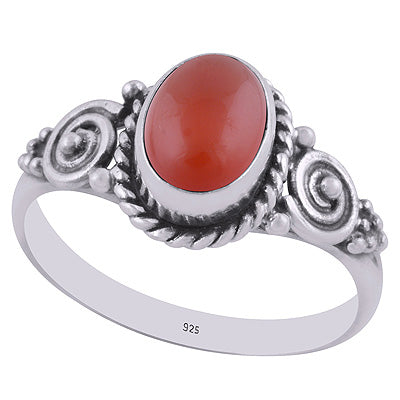 Stunning Coil Wire Work Around Carnelian Oval Shape 925 Sterling Solid Silver Ring - R3403599-7
