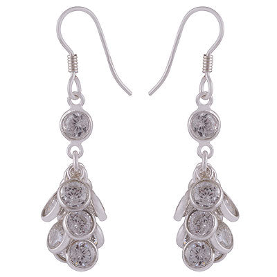 Gorgeous Multiple Gemstones Hanging Around White Cubic Zirconia Round Shape 925 Sterling Solid Silver Dangle Earrings - R3500181-9