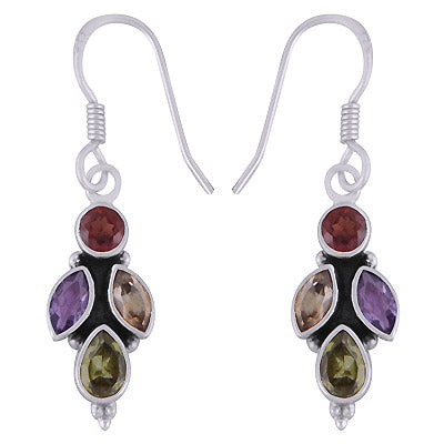 Gorgeous Gemstone Shapes Amethyst,Garnet,Citrine,Peridot Round, Marquise,Pear Shape 925 Sterling Solid Silver Dangle Earrings - R3500222-41