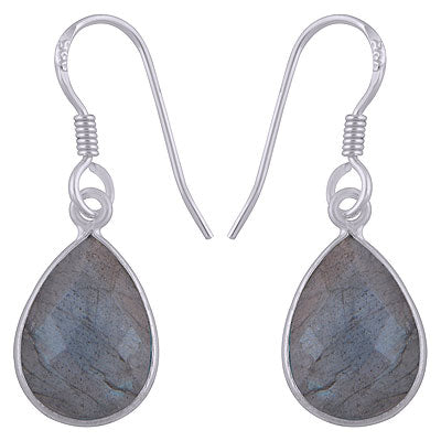 Gorgeous Shaped Gemstone Bezel Labradorite Pear Shape 925 Sterling Solid Silver Hanging Earrings - R3500251-73
