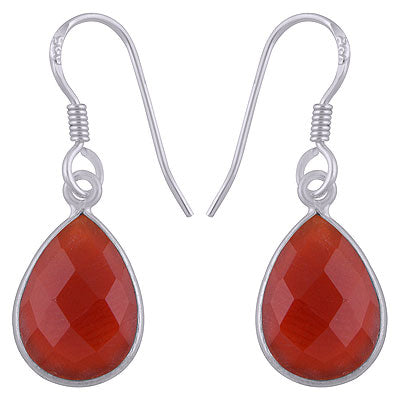 Gorgeous Shaped Gemstone Bezel Carnelian Pear Shape 925 Sterling Solid Silver Hanging Earrings - R3500251-78