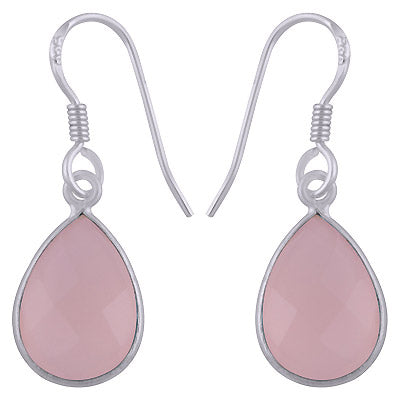 Gorgeous Shaped Gemstone Bezel Rose Quartz Pear Shape 925 Sterling Solid Silver Dangle Earrings - R3500251-83