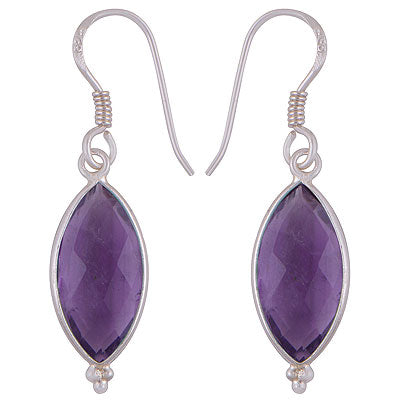 Gorgeous With Rawa Bezel Amethyst Marquise Shape 925 Sterling Solid Silver Dangle Earrings - R3500258-1