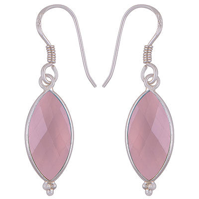 Gorgeous With Rawa Bezel Rose Quartz Marquise Shape 925 Sterling Solid Silver Dangle Earrings - R3500258-10