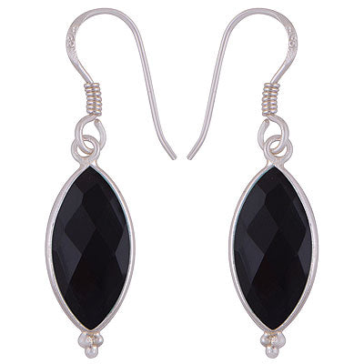 Gorgeous With Rawa Bezel Black Onyx Marquise Shape 925 Sterling Solid Silver Dangle Earrings - R3500258-11