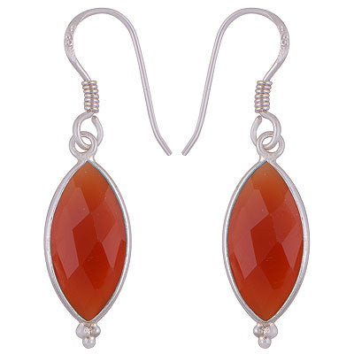Gorgeous With Rawa Bezel Carnelian Marquise Shape 925 Sterling Solid Silver Dangle Earrings - R3500258-5