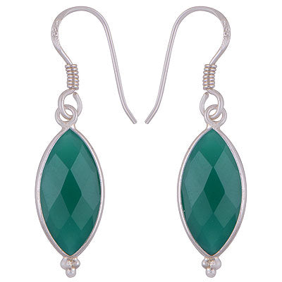 Gorgeous With Rawa Bezel Green Onyx Marquise Shape 925 Sterling Solid Silver Dangle Earrings - R3500258-6