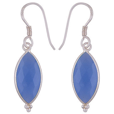 Gorgeous With Rawa Bezel Blue Chalcedony Marquise Shape 925 Sterling Solid Silver Dangle Earrings - R3500258-7
