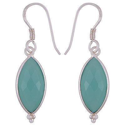 Gorgeous With Rawa Bezel Aqua Chalcedony Marquise Shape 925 Sterling Solid Silver Dangle Earrings - R3500258-8