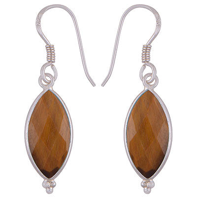Gorgeous With Rawa Bezel Tiger's Eye Marquise Shape 925 Sterling Solid Silver Dangle Earrings - R3500258-9