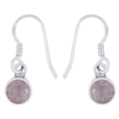 Gorgeous Plain Rose Quartz Round Shape 925 Sterling Solid Silver Earrings - R3500274-11