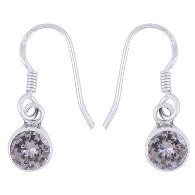 Gorgeous Plain White Cubic Zirconia Round Shape 925 Sterling Solid Silver Earrings - R3500274-13
