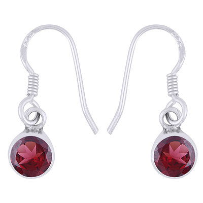 Gorgeous Plain Garnet Round Shape 925 Sterling Solid Silver Earrings - R3500274-2