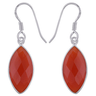 Stunning Minimal Handmade Bezel Carnelian Marquise Shape 925 Sterling Solid Silver Dangle Earrings - R3500280-11