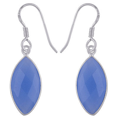 Stunning Minimal Handmade Bezel Blue Chalcedony Marquise Shape 925 Sterling Solid Silver Dangle Earrings - R3500280-13