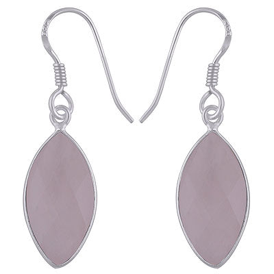 Stunning Minimal Handmade Bezel Rose Quartz Marquise Shape 925 Sterling Solid Silver Dangle Earrings - R3500280-16
