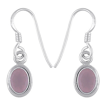 Plain Wire Around Rose Quartz Oval Shape 925 Sterling Solid Silver Dangle Earrings - R3500296-110