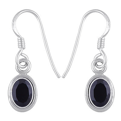 Plain Wire Around Black Onyx Oval Shape 925 Sterling Solid Silver Dangle Earrings - R3500296-115