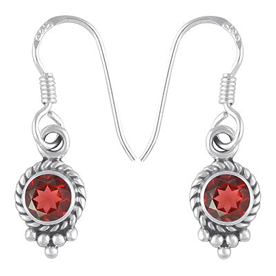Alluring Twisted Wire & Rawa Work Around Garnet Round Shape 925 Sterling Solid Silver Dangle Earrings - R3500298-57