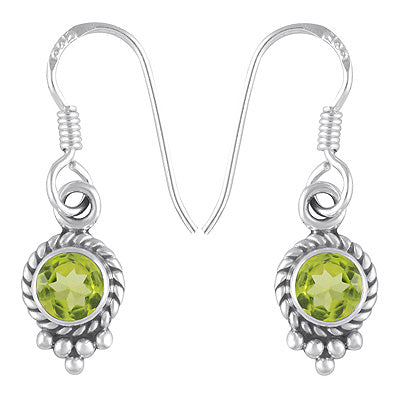 Alluring Twisted Wire & Rawa Work Around Peridot Round Shape 925 Sterling Solid Silver Dangle Earrings - R3500298-62