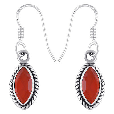 Stunning Twisted Wire Work Around Carnelian Marquise Shape 925 Sterling Solid Silver Dangle Earrings - R3500329-26