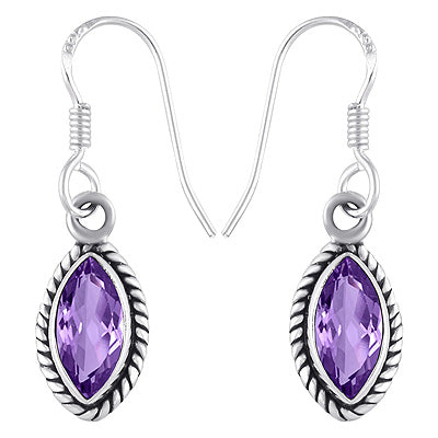 Stunning Twisted Wire Work Around Amethyst Marquise Shape 925 Sterling Solid Silver Dangle Earrings - R3500329-3