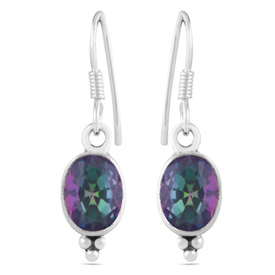 Gorgeous Rawa at Bottom Mystic Topaz Oval Shape 925 Sterling Solid Silver Dangle Earrings - R3500372-21