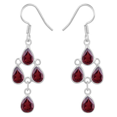 Chandelier Beautiful Garnet Pear Shape 925 Sterling Solid Silver Dangle Earrings - R3500379-72