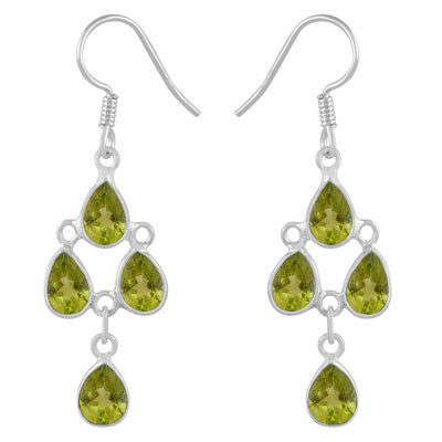 Chandelier Beautiful Peridot Pear Shape 925 Sterling Solid Silver Dangle Earrings - R3500379-73
