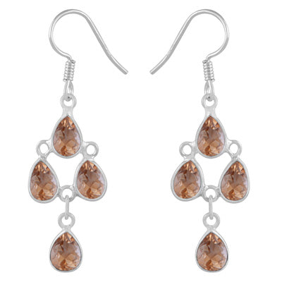 Chandelier Beautiful Citrine Pear Shape 925 Sterling Solid Silver Dangle Earrings - R3500379-80