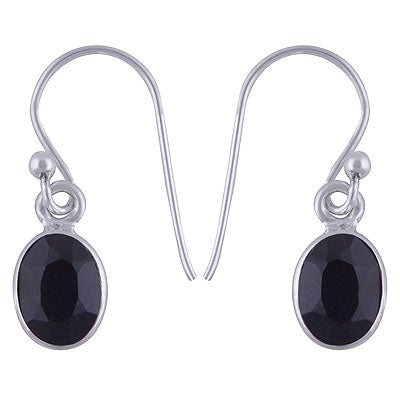 Stunning Looking Gemstone Black Onyx Oval Shape 925 Sterling Solid Silver Dangle Earrings - R3500426-223