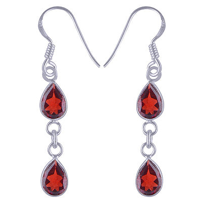 Beautiful Two Stone Beze Garnet Pear Shape 925 Sterling Solid Silver Dangle Earrings - R3500430-151