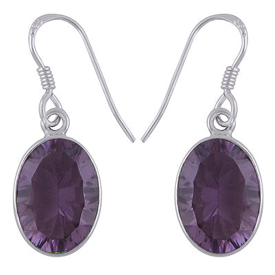 Gorgeous Gemstone Crystal Oval Shape 925 Sterling Solid Silver Earrings - R3500447-1