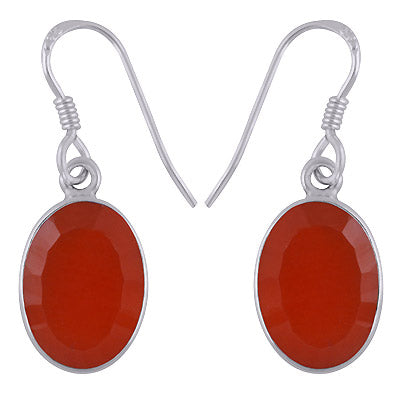 Gorgeous Gemstone Carnelian Oval Shape 925 Sterling Solid Silver Dangle Earrings - R3500447-76