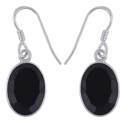 Gorgeous Gemstone Black Onyx Oval Shape 925 Sterling Solid Silver Earrings - R3500447-78