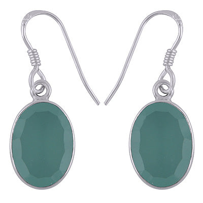Gorgeous Gemstone Aqua Chalcedony Oval Shape 925 Sterling Solid Silver Earrings - R3500447-81